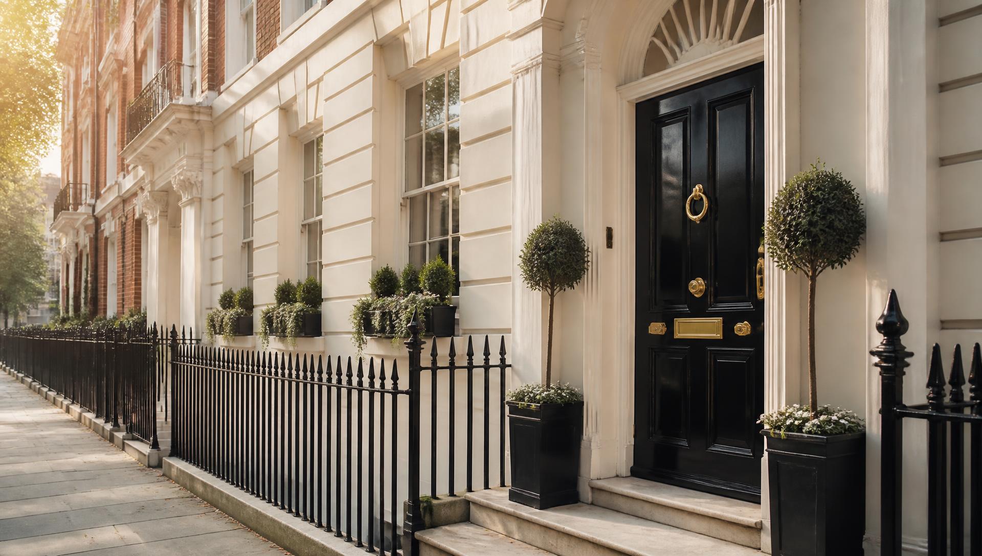 Elegant Georgian townhouse facade on Harley Street, London